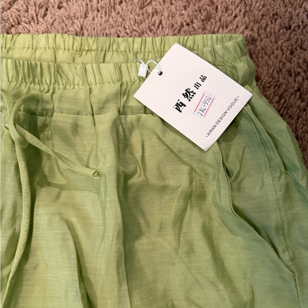 Lightweight Linen Modern Chinese Hanfu top and pants set | fits US L | NWT - Picture 4 of 7
